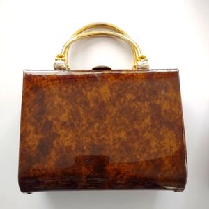 Mid century modern Lewis faux tortoise shell handbag